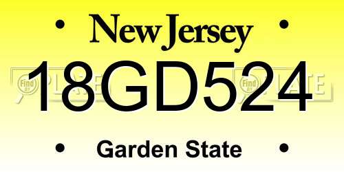 18GD524 New Jersey License Plate