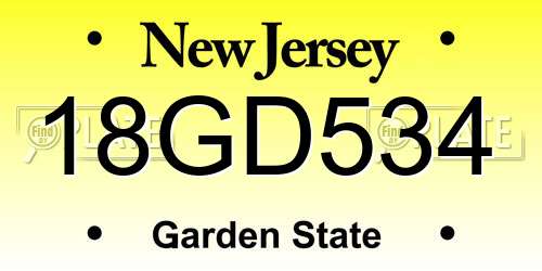 18GD534 New Jersey License Plate