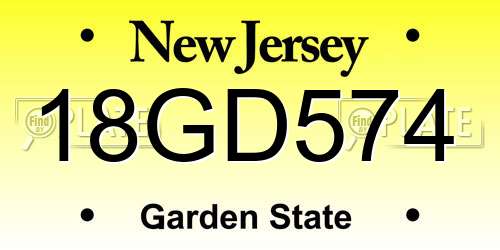 18GD574 New Jersey License Plate