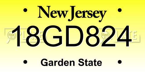 18GD824 New Jersey License Plate