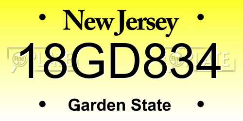 18GD834 New Jersey License Plate