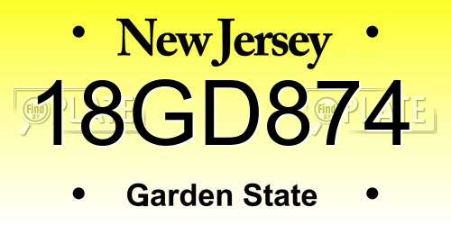 18GD874 New Jersey License Plate