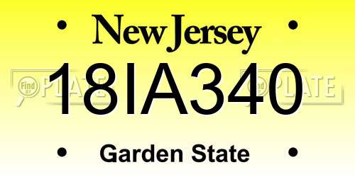 18IA340 New Jersey License Plate
