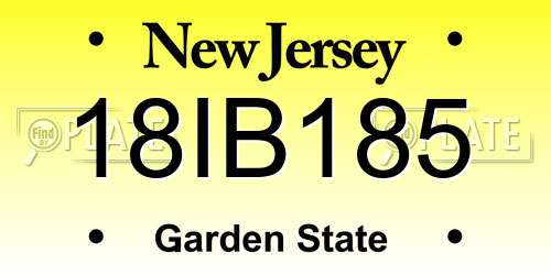 18IB185 New Jersey License Plate