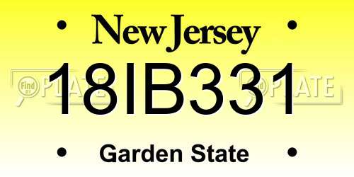 18IB331 New Jersey License Plate