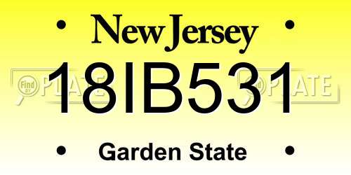 18IB531 New Jersey License Plate