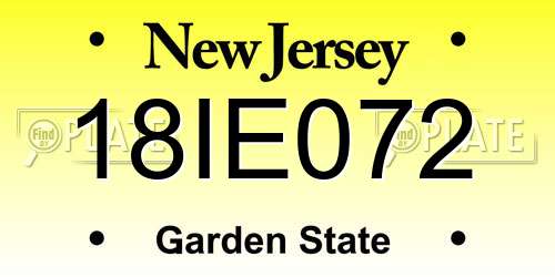 18IE072 New Jersey License Plate