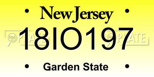 18IO197 New Jersey License Plate