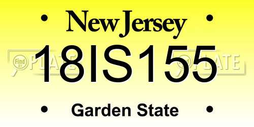 18IS155 New Jersey License Plate