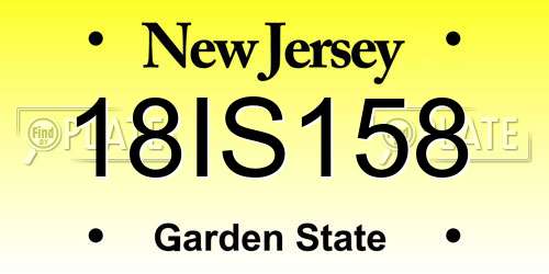 18IS158 New Jersey License Plate