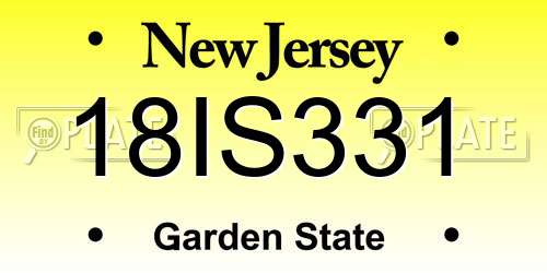 18IS331 New Jersey License Plate