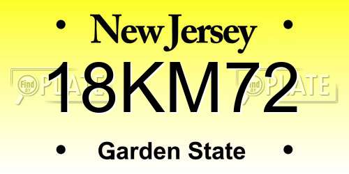 18KM72 New Jersey License Plate