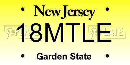 18MTLE New Jersey License Plate