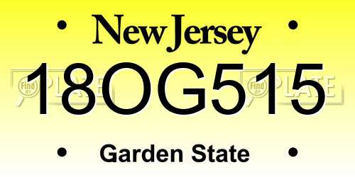 18OG515 New Jersey License Plate