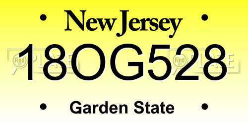18OG528 New Jersey License Plate