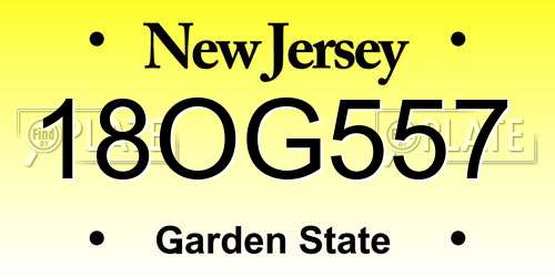 18OG557 New Jersey License Plate