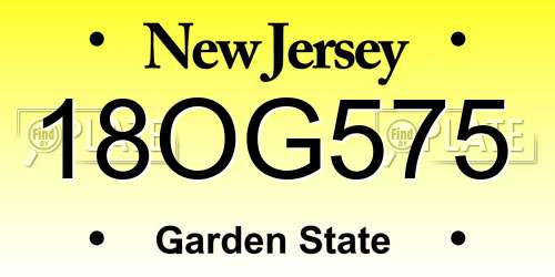 18OG575 New Jersey License Plate