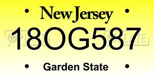18OG587 New Jersey License Plate