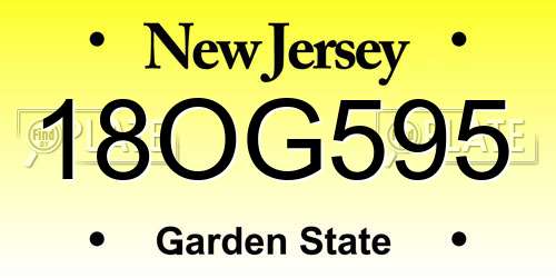 18OG595 New Jersey License Plate
