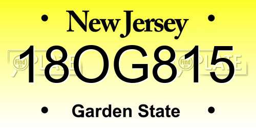 18OG815 New Jersey License Plate