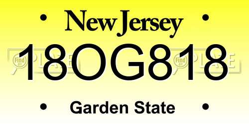 18OG818 New Jersey License Plate