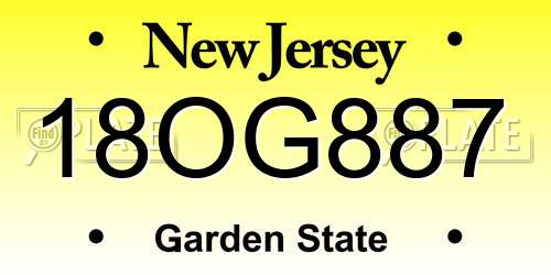 18OG887 New Jersey License Plate