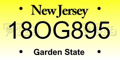 18OG895 New Jersey License Plate