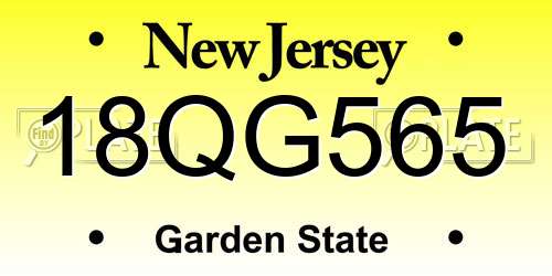 18QG565 New Jersey License Plate