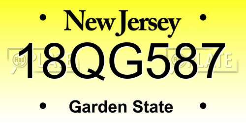 18QG587 New Jersey License Plate