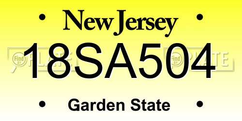 18SA504 New Jersey License Plate