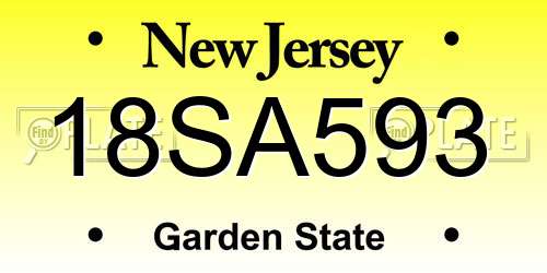18SA593 New Jersey License Plate