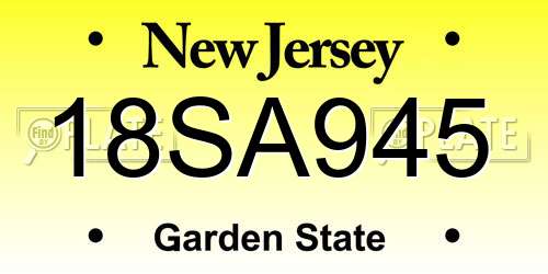 18SA945 New Jersey License Plate