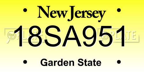 18SA951 New Jersey License Plate