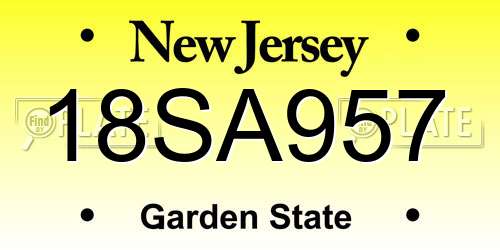 18SA957 New Jersey License Plate