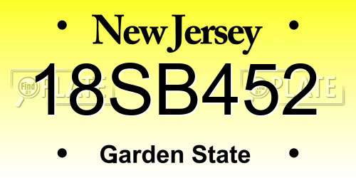 18SB452 New Jersey License Plate
