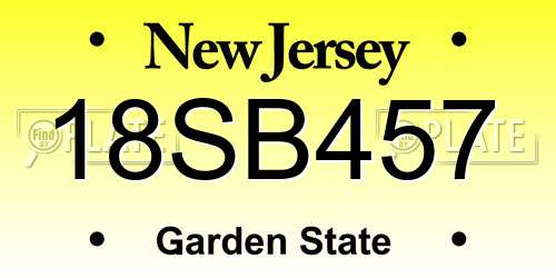 18SB457 New Jersey License Plate