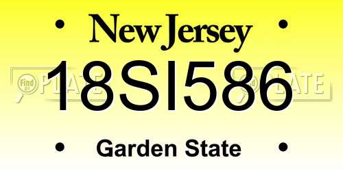 18SI586 New Jersey License Plate