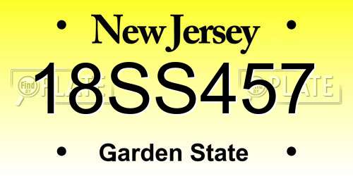 18SS457 New Jersey License Plate