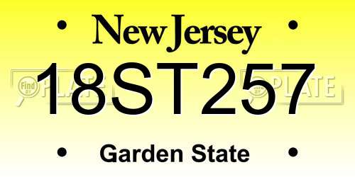 18ST257 New Jersey License Plate