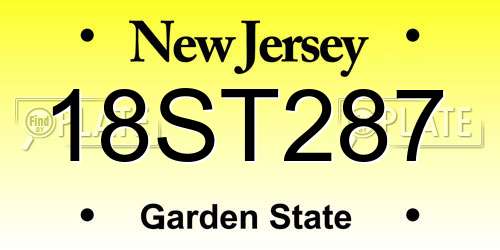 18ST287 New Jersey License Plate
