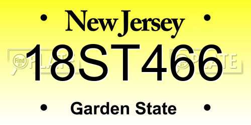18ST466 New Jersey License Plate