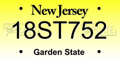 18ST752 New Jersey License Plate