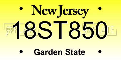18ST850 New Jersey License Plate