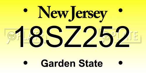 18SZ252 New Jersey License Plate