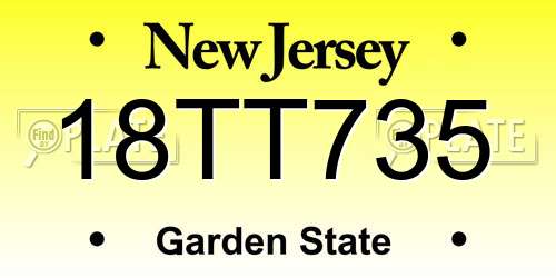 18TT735 New Jersey License Plate