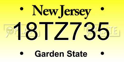 18TZ735 New Jersey License Plate