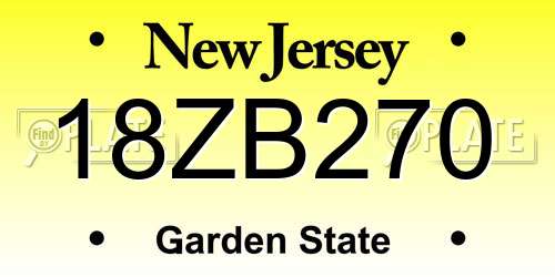 18ZB270 New Jersey License Plate