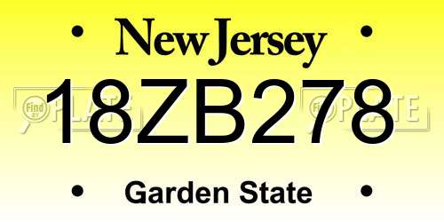 18ZB278 New Jersey License Plate