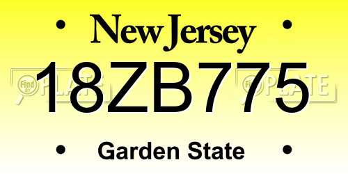18ZB775 New Jersey License Plate