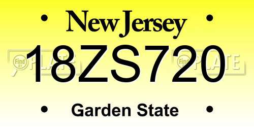 18ZS720 New Jersey License Plate